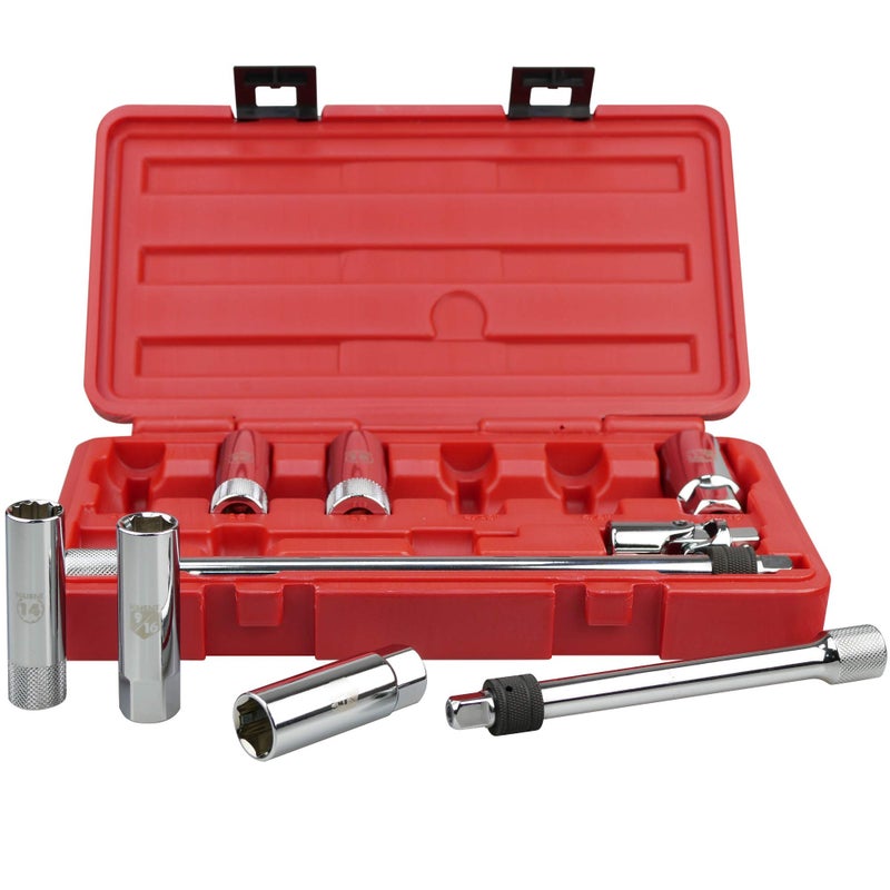 KAIFNT K201 Comprehensive Spark Plug Socket Set with Locking Extensions, 3/8-Inch Drive, 9-Piece - Image 1